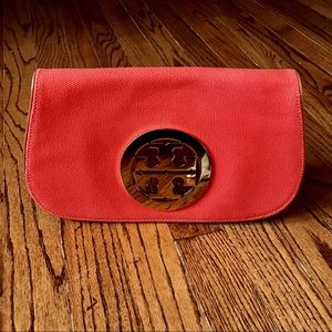 TORY BURCH CANVAS AMANDA CLUTCH